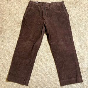 Lands End Men's corduroy dark brown flat front regular Pants Size 40